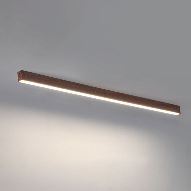 Wood Ceiling Light Linear LED Flush Mount 24 × 47 in Aluminum Frame Integrated Strip for Living Room Bedroom Dining Office Japandi | Lonoma