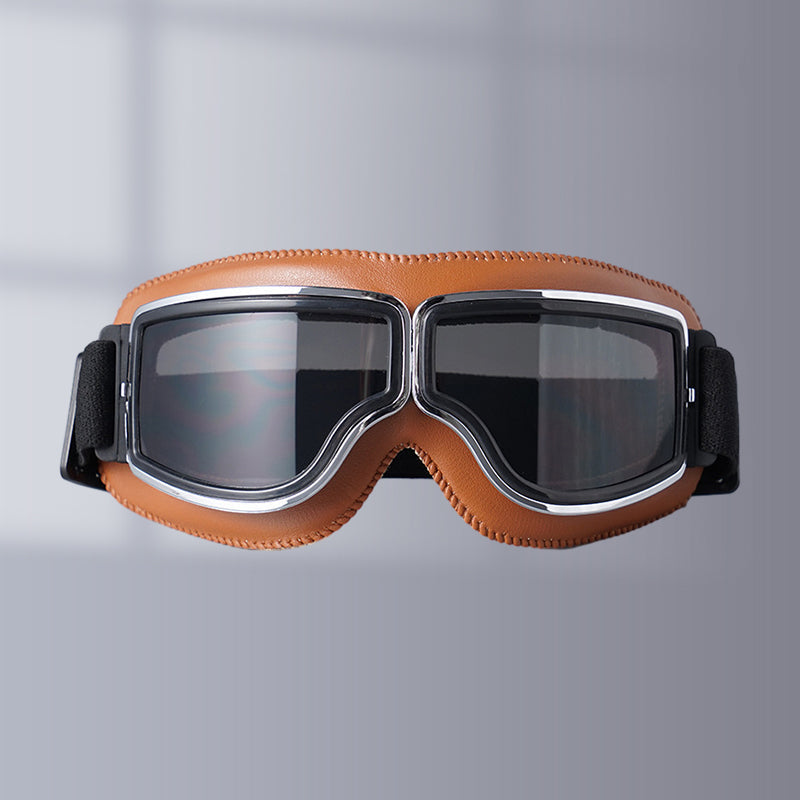 Retro Aviator Riding Goggles with Padded Foam Seal - Fits Over Prescription Glasses - UV Protection for Motorcycles & Outdoor Sports | Lonoma