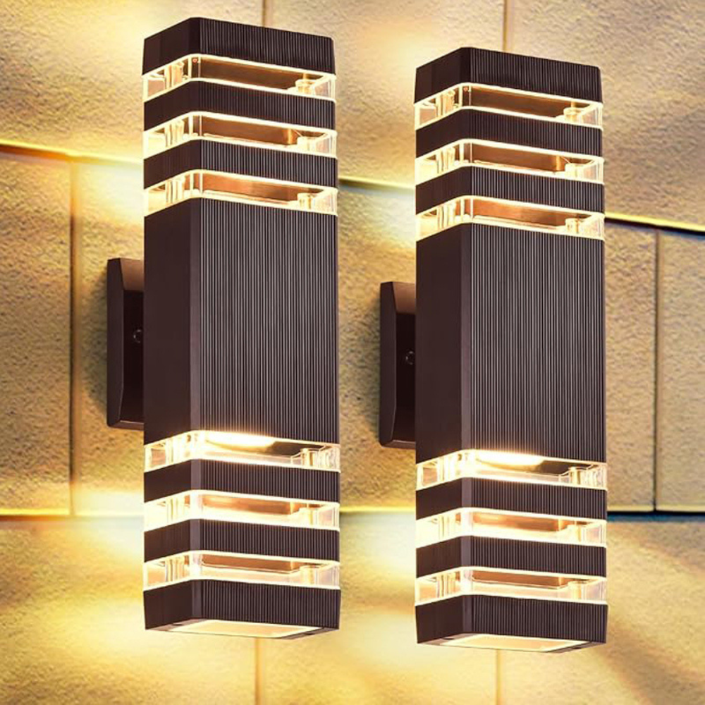Outdoor Wall Sconce Up Down Light, IP65 Waterproof E27 Black Cylinder Wall Lamp for Porch, Patio, Garage, Entryway & Garden Facade | Lonoma