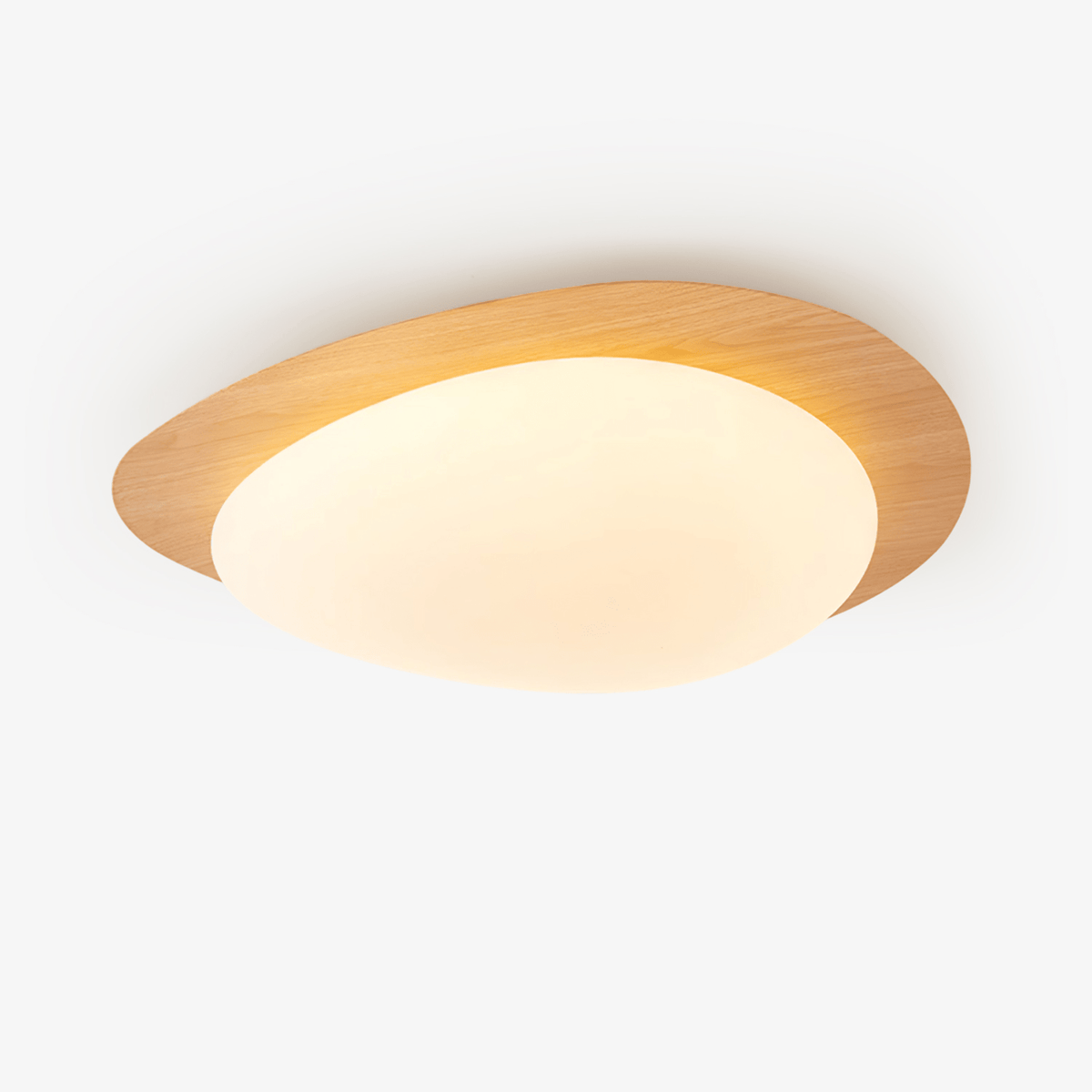 Flush Mount LED Ceiling Light Walnut Wood Finish Oval Pebble Shape for Bedroom Kitchen Hallway Dining Room Living Room | Lonoma