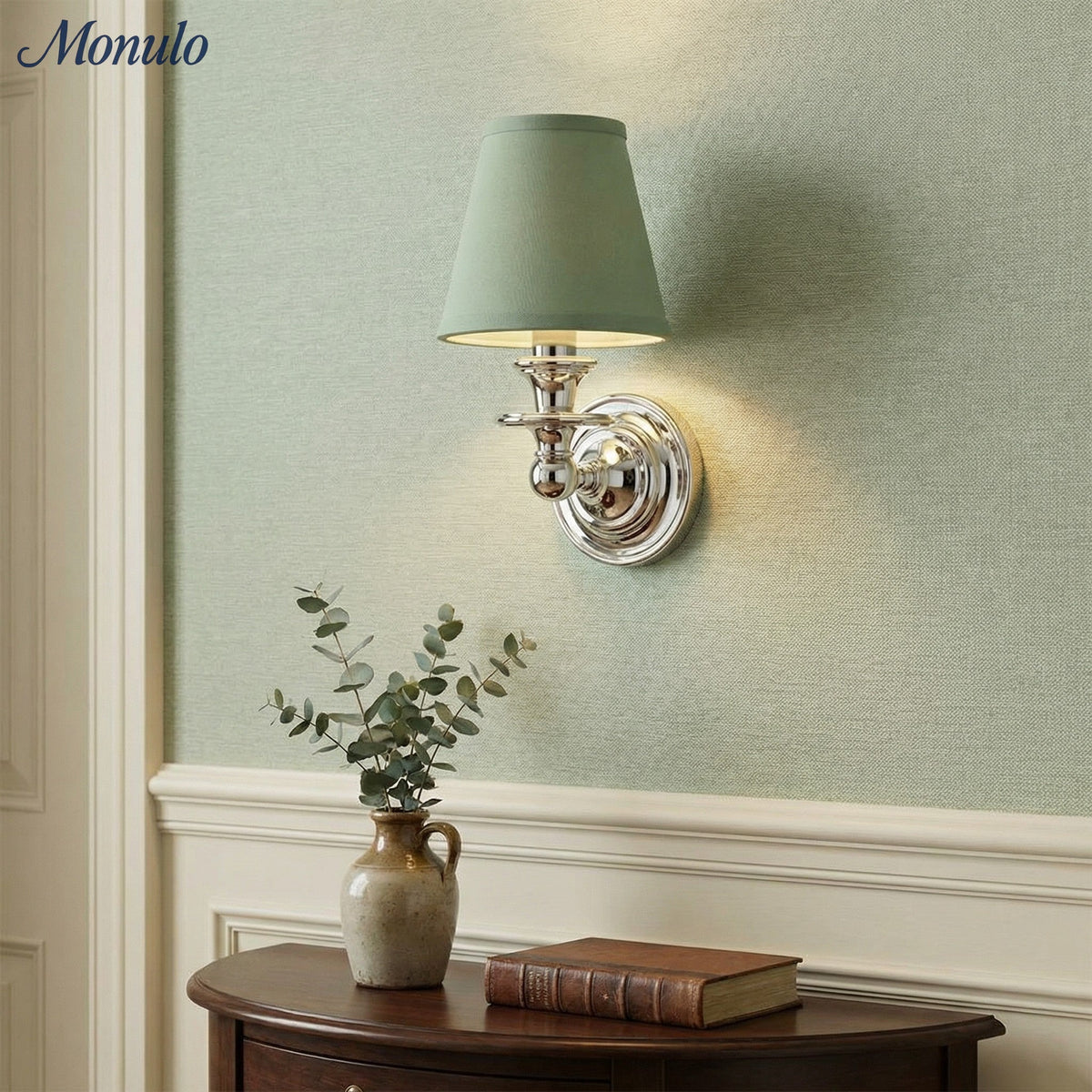 Adjustable Reading Wall Sconce with Fabric Shade & Gooseneck Arm – Wrought Iron Light for Bedroom, Living Room & Hallway | Lonoma
