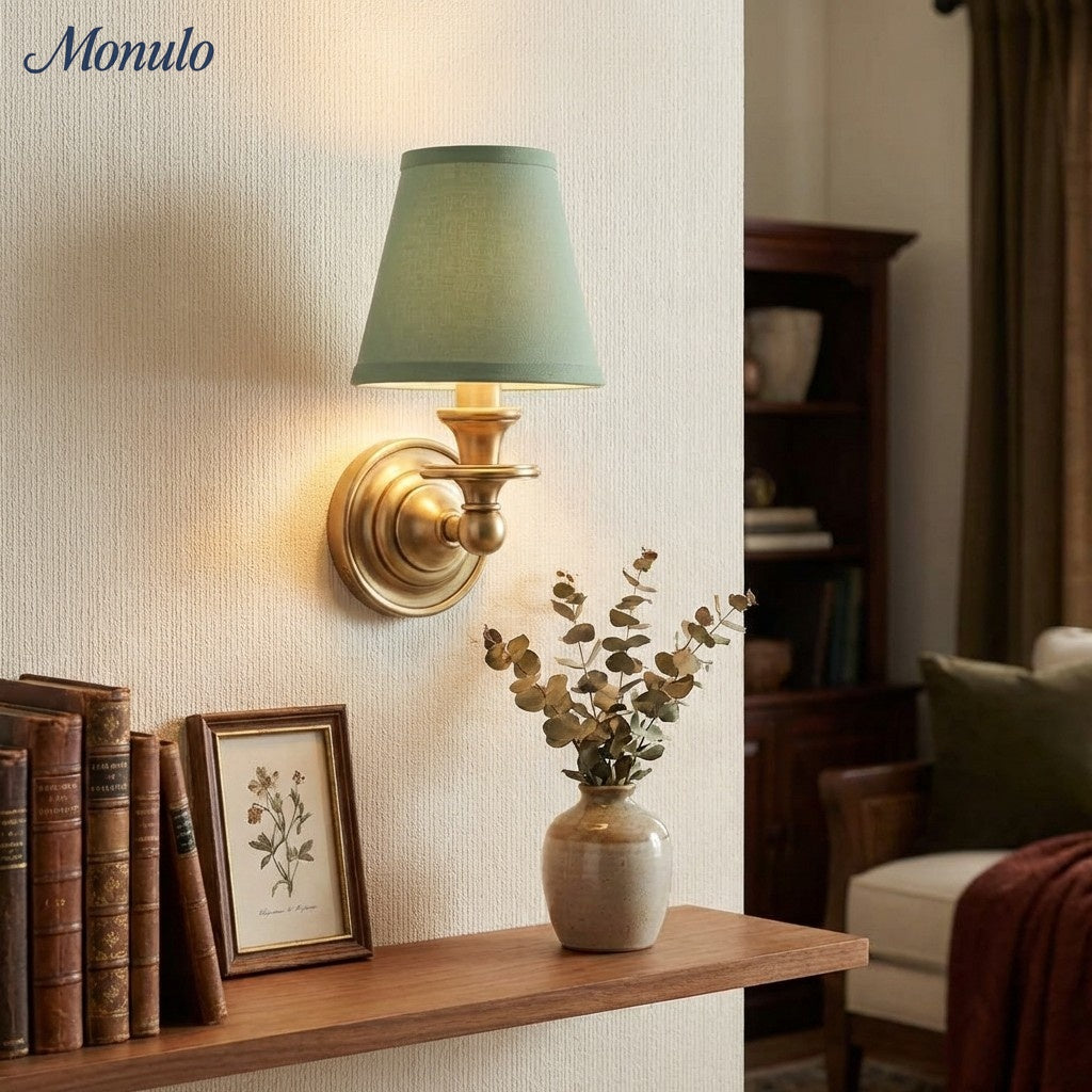 Adjustable Reading Wall Sconce with Fabric Shade & Gooseneck Arm – Wrought Iron Light for Bedroom, Living Room & Hallway | Lonoma