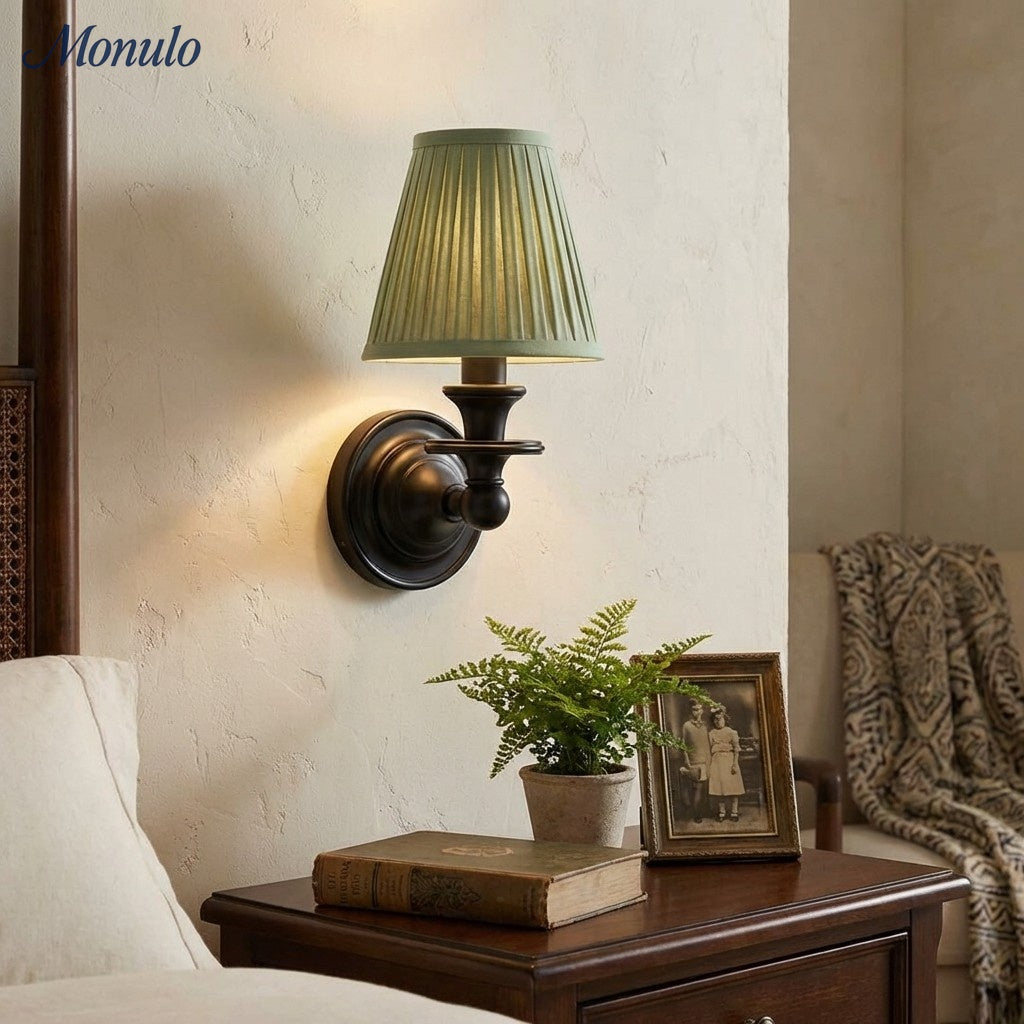 Adjustable Reading Wall Sconce with Fabric Shade & Gooseneck Arm – Wrought Iron Light for Bedroom, Living Room & Hallway | Lonoma