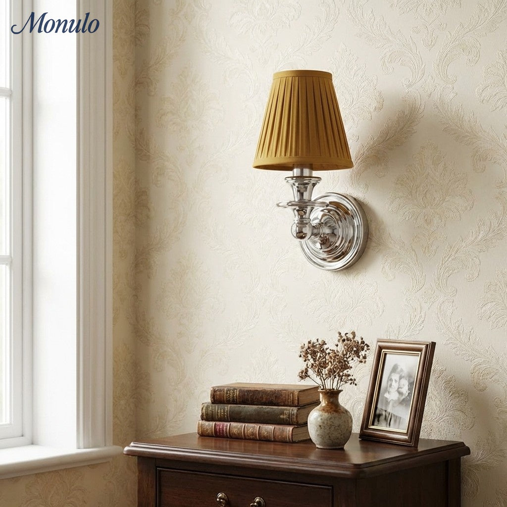 Adjustable Reading Wall Sconce with Fabric Shade & Gooseneck Arm – Wrought Iron Light for Bedroom, Living Room & Hallway | Lonoma