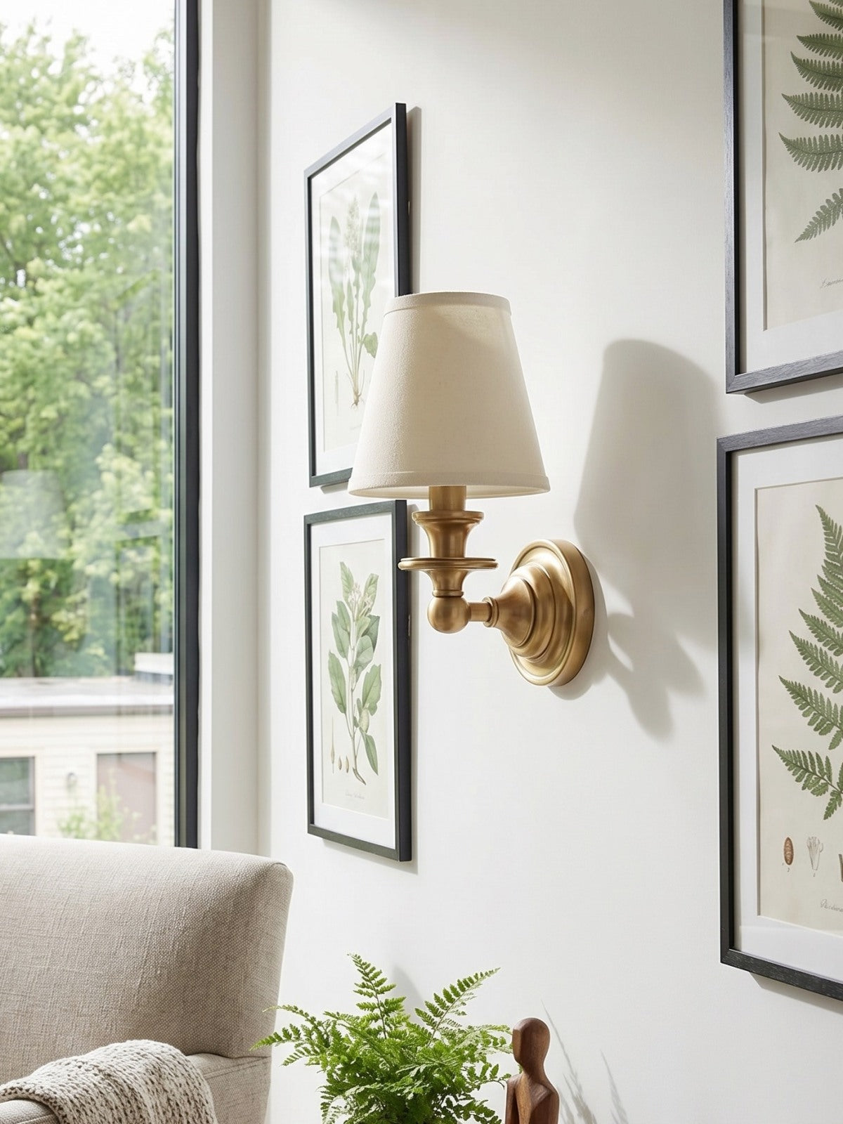 Adjustable Reading Wall Sconce with Fabric Shade & Gooseneck Arm – Wrought Iron Light for Bedroom, Living Room & Hallway | Lonoma