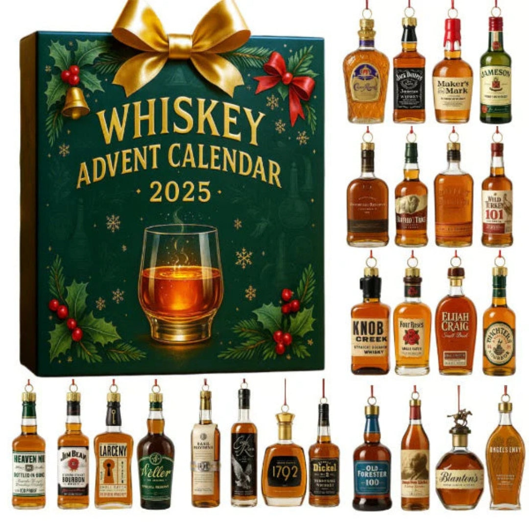 Decorative Spirit Bottle Advent Calendar 24 Days Holiday Countdown Display with Miniature Collectible Ornaments for Christmas Tree Decoration | Lonoma