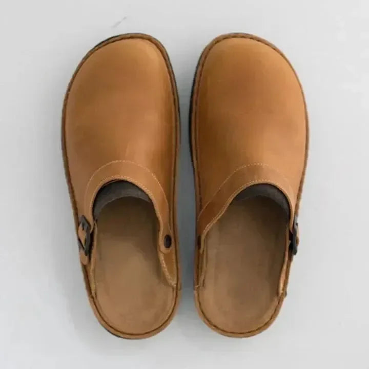 Men's Genuine Leather Clogs, Slip-On Open-Back Shoes with Rubber Sole, Comfortable Work & Casual Footwear for Everyday Wear | Lonoma