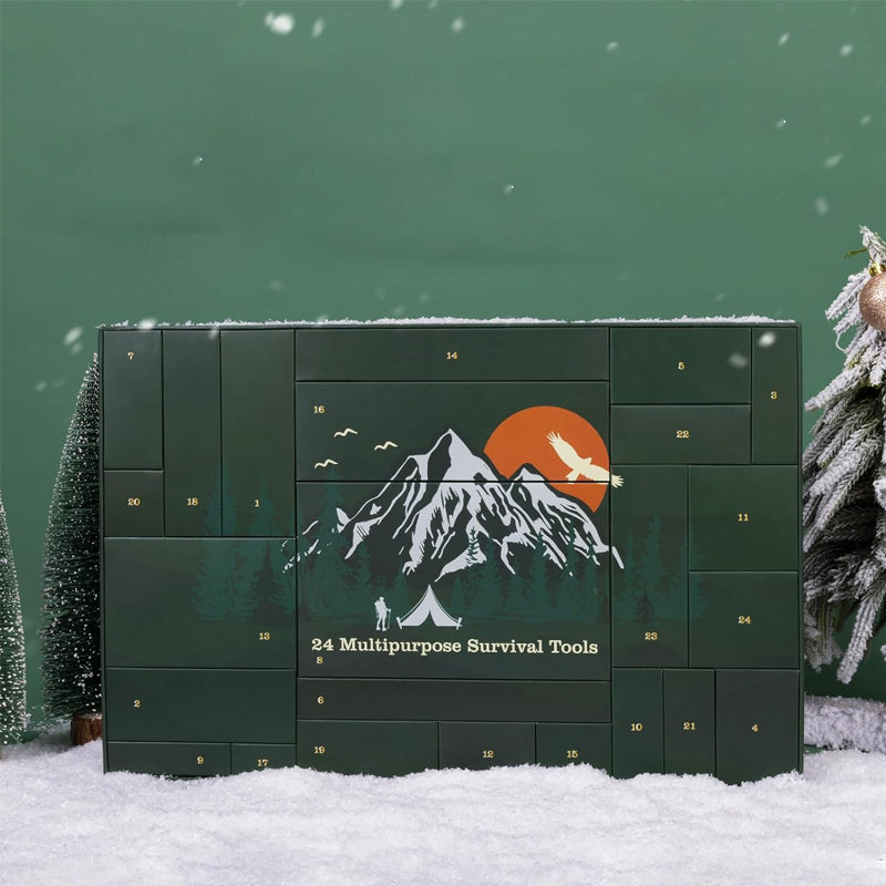 24-Day Adventure Countdown Calendar with Wilderness Survival Tools & Gear for Camping Hiking Bushcraft Enthusiasts | Lonoma