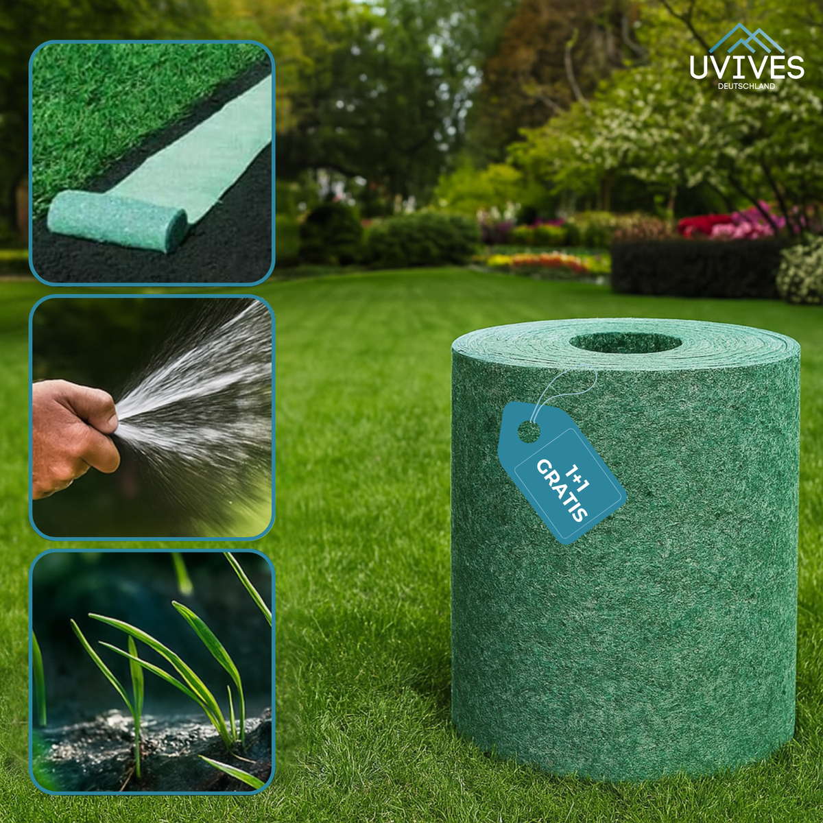 Biodegradable Grass Seed Mat for Quick Lawn Growth - Easy Roll-Out Lawn Solution for Garden & Yard - Wind and Water Resistant | Lonoma