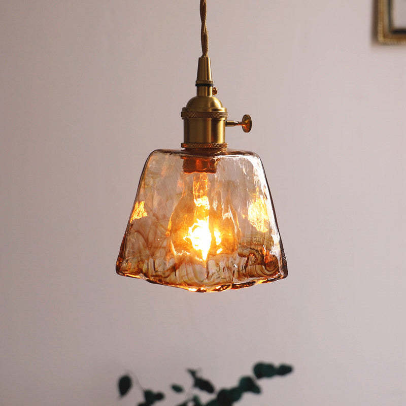 Glass Brass Pendant Light Hanging Ceiling Fixture Metal Shade Warm LED Bulb Included for Dining Room Kitchen Island Living Room Indoor | Lonoma