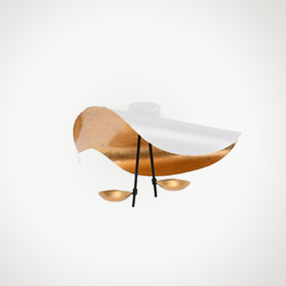 Metal Pendant Light Gold Foil Finish Twisted Sculptural Design Warm LED Indoor Lighting Adjustable Cord Dining Living Room Kitchen Island | Lonoma