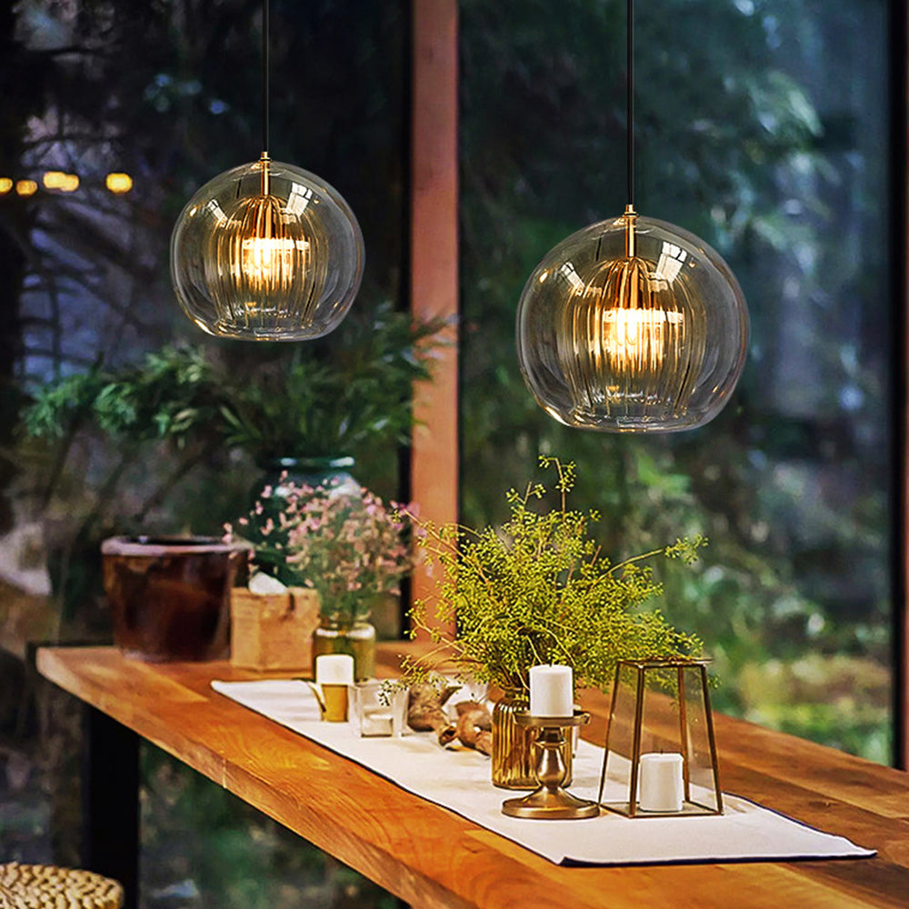 Glass Globe Pendant Light Adjustable Hanging Ceiling Lamp Metal & Glass Fixture for Kitchen Dining Room Bedroom Island Bar Restaurant Hallway | Lonoma