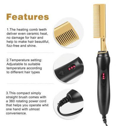 High Heat Ceremic Press Comb Curler and Straightener_5