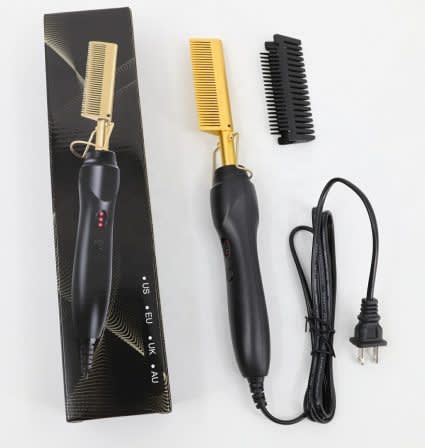 High Heat Ceremic Press Comb Curler and Straightener_4