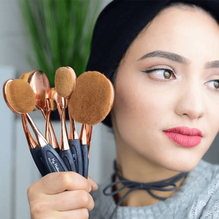 6 Pcs Oval Makeup Brush Set_0