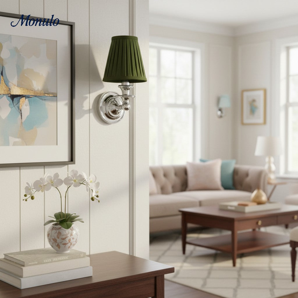 Adjustable Reading Wall Sconce with Fabric Shade & Gooseneck Arm – Wrought Iron Light for Bedroom, Living Room & Hallway | Lonoma