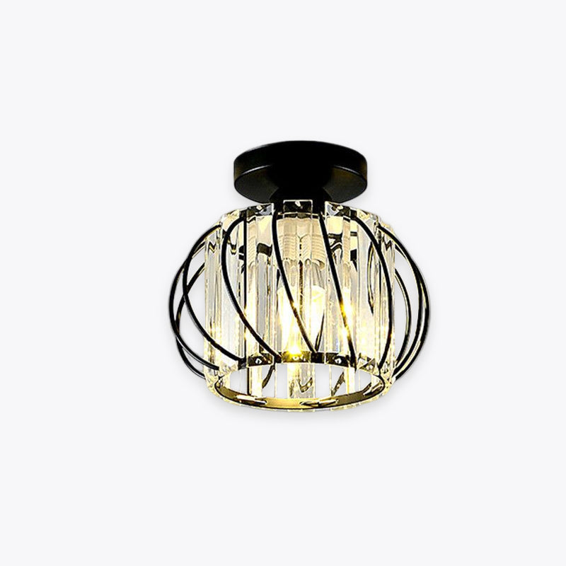 Crystal Ceiling Light Fixture Metal Frame Black Gold Finish LED Flush Mount for Bedroom Living Room Hallway Entryway Modern Home Lighting | Lonoma
