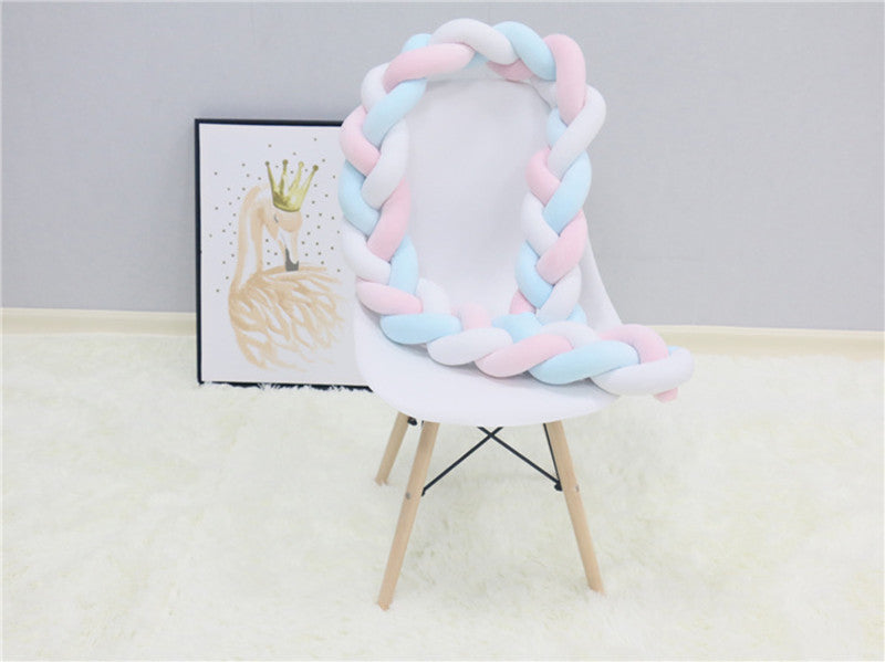Braided Crib Bumper Pad Soft Nursery Bedding Safety Guard for Babies | Breathable Knot Cushion Protector for Infant Toddler Bed Rails | Lonoma