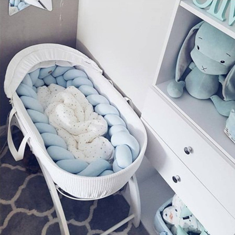 Braided Crib Bumper Pad Soft Nursery Bedding Safety Guard for Babies | Breathable Knot Cushion Protector for Infant Toddler Bed Rails | Lonoma