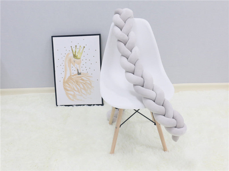 Braided Crib Bumper Pad Soft Nursery Bedding Safety Guard for Babies | Breathable Knot Cushion Protector for Infant Toddler Bed Rails | Lonoma