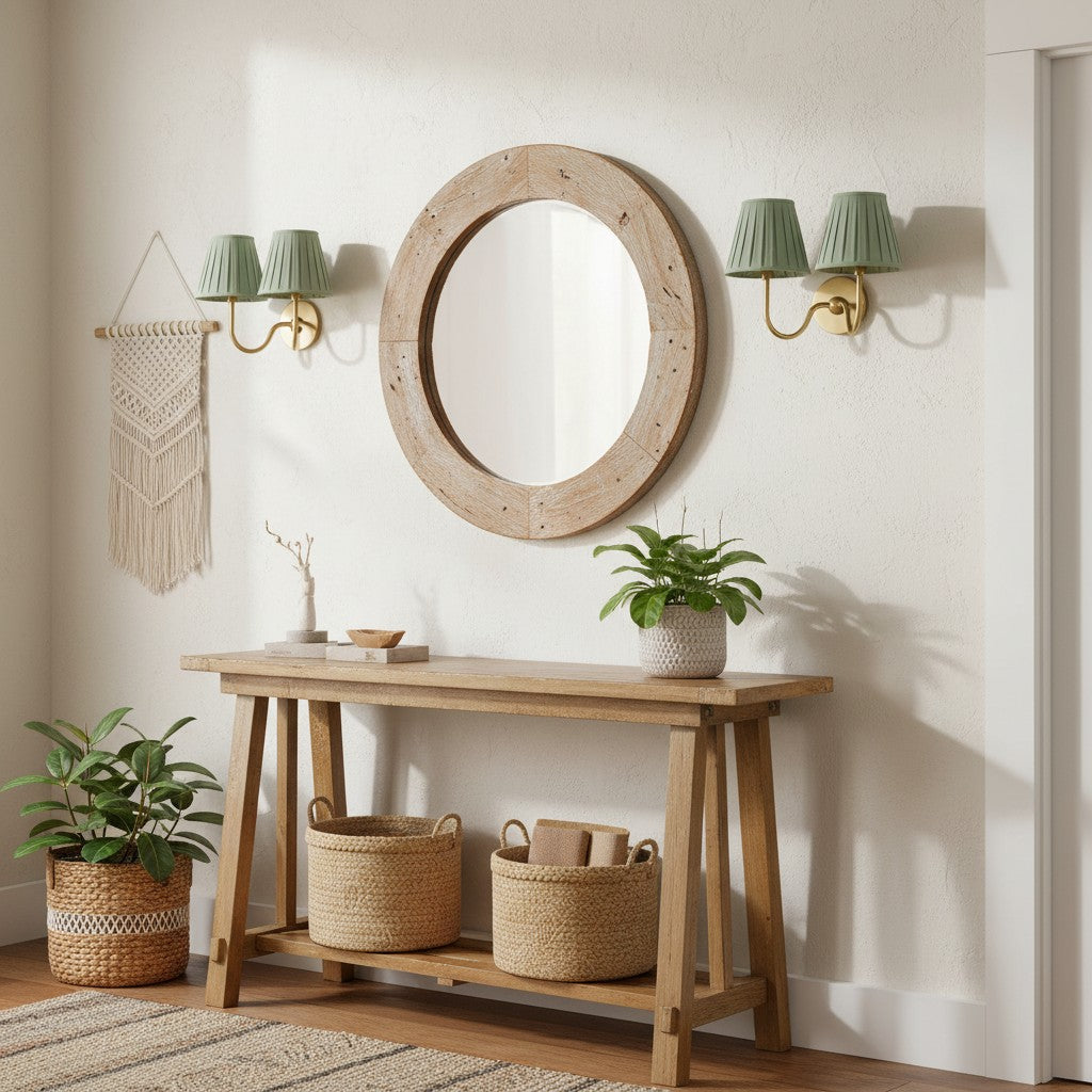 Fabric Shade Wall Sconce with Metal Backplate – E12 Socket Hardwired Light for Bedroom Hallway Dining Room Foyer – Dimmable Indoor Lighting | Lonoma