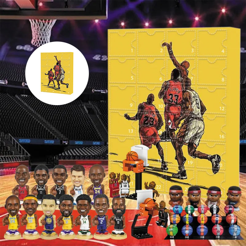 Basketball Advent Calendar 24-Day Countdown with Team Ornaments & Collectible Memorabilia for Hoops Fans | Lonoma