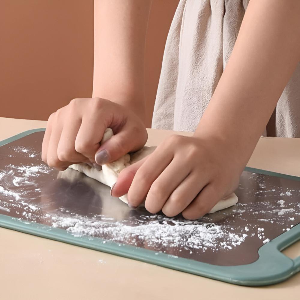 Reversible Cutting Board with Stainless Steel and Rice Fiber Surfaces Plus Built-In Garlic Grater for Meat Vegetables Fruit Kitchen Prep | Lonoma