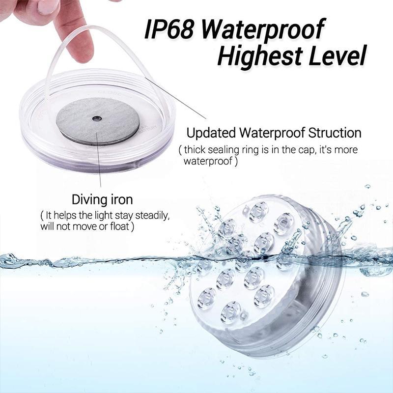 Underwater LED Light Suction Cup Pool Spa Aquarium Waterproof Submersible Multicolor Lighting for Swimming Pools Hot Tubs Fish Tanks | Lonoma