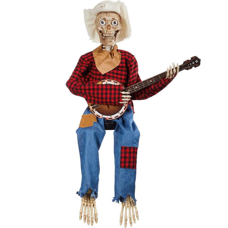 Motion-Activated Musical Skeleton Pair with Banjos – Animated Halloween Decoration for Parties & Haunted Houses | Lonoma