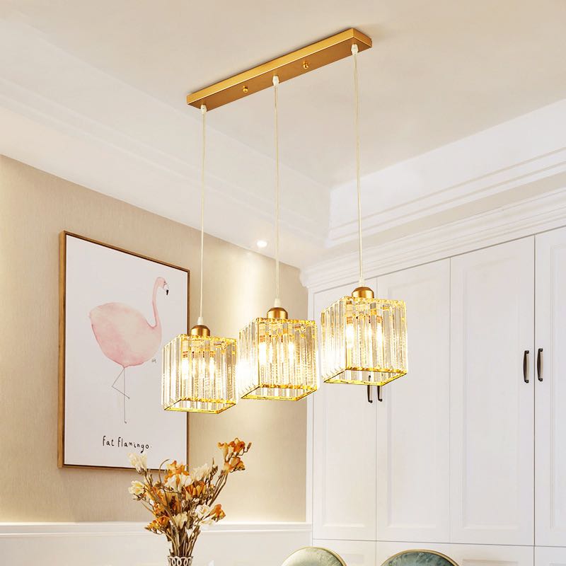 Cylinder Glass Drop Light Fixture with Metal Frame | Adjustable Hanging Height for Kitchen Island and Dining Area | E27 Socket | Lonoma
