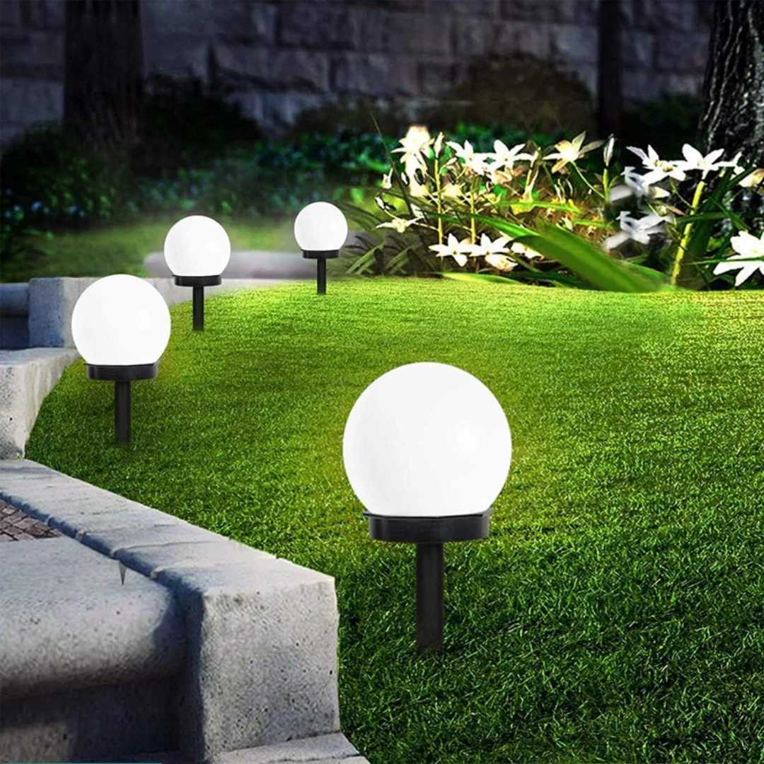 Solar Garden Lights 3-Pack, Round Globe Path Lights, Waterproof Outdoor Lawn Patio Walkway Landscape Decor, White Light | Lonoma
