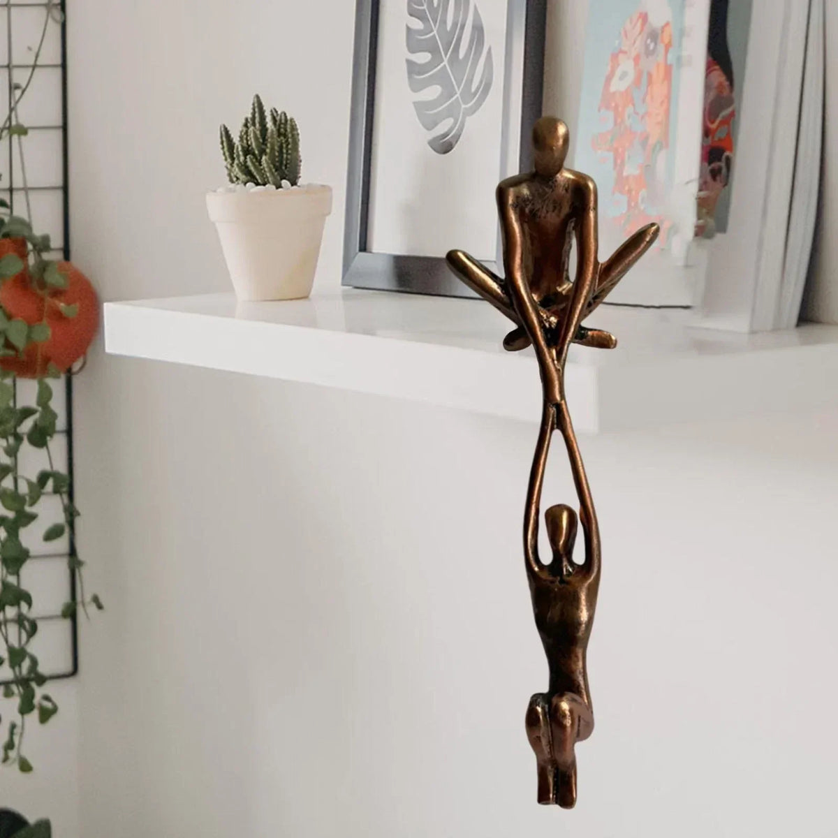 Balancing Couple Figurine Resin Sculpture for Shelf Home Decor Accent Piece Modern Art Display | Lonoma