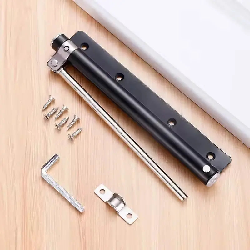 Automatic Hydraulic Door Closer with Adjustable Speed Control for Interior Doors Silver Black Stainless Steel Spring-Loaded Self-Closing | Lonoma