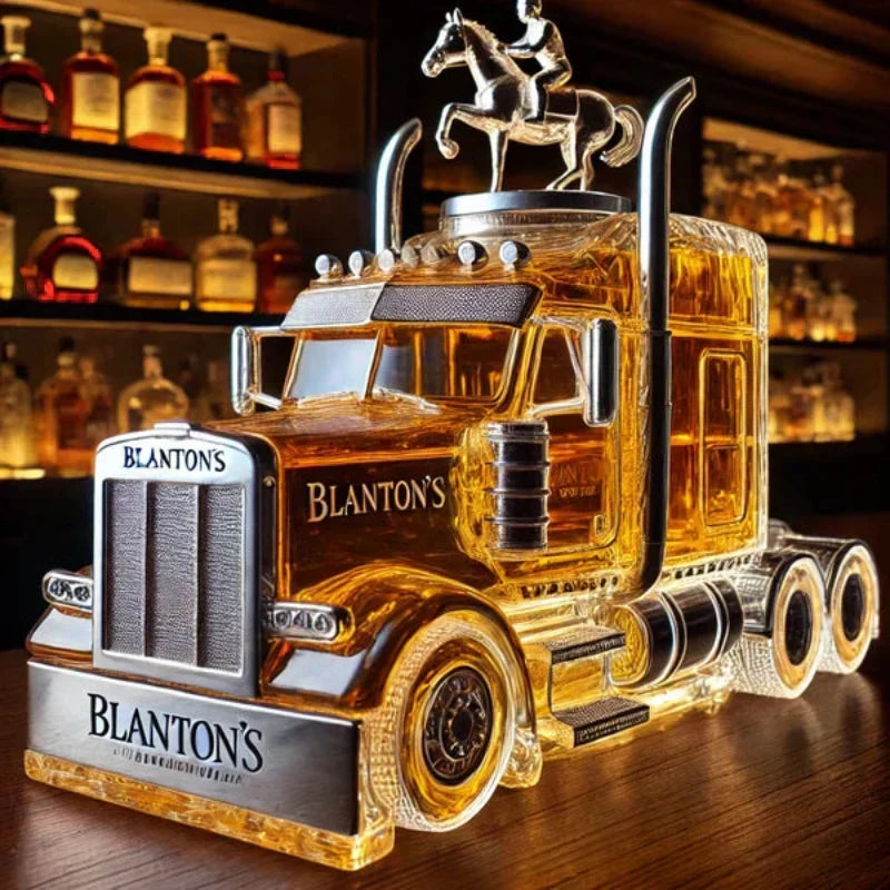 Semi-Truck Glass Spirit Bottle Holder – Decorative Barware Display for Bourbon & Liquor – Novelty Drinkware Gift for Men | Lonoma