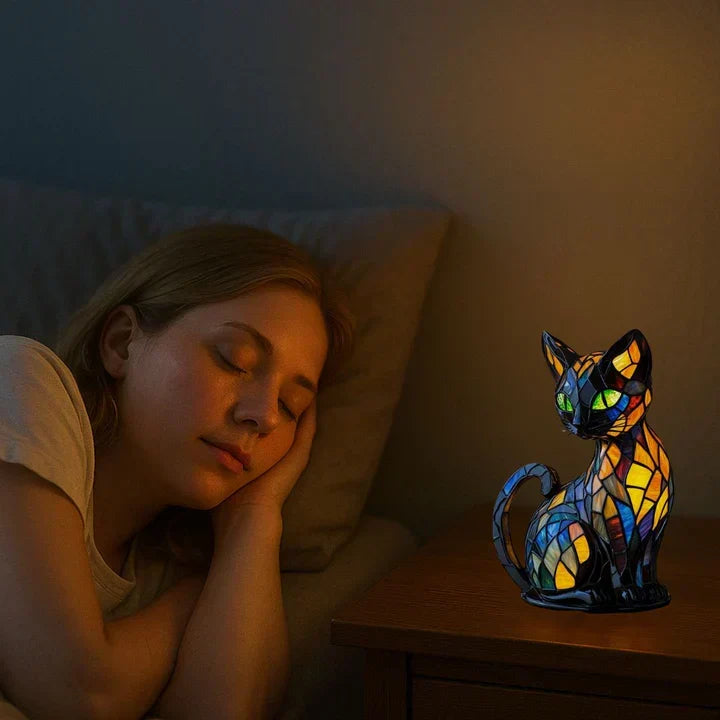 Feline Silhouette Night Light – Handmade Table Lamp with Gentle Glow for Bedroom, Living Room, Cat Lovers' Gift | Lonoma