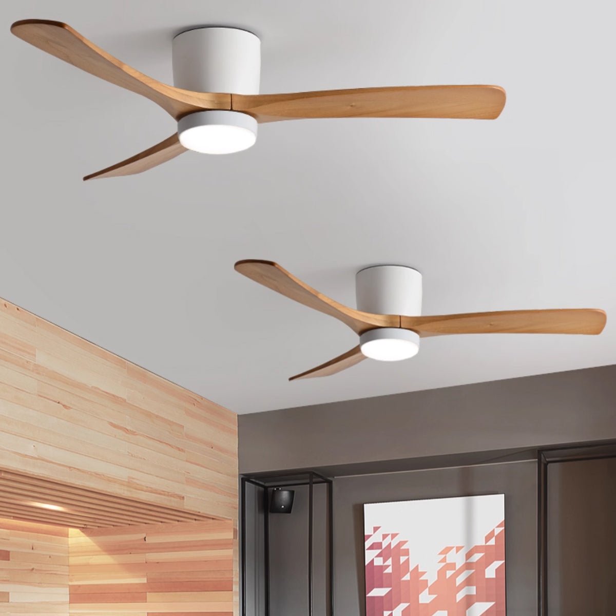 42-52 Inch Modern Ceiling Fan with Dimmable LED Light | 6-Speed Reversible DC Motor | Sycamore Wood Blades | Remote Control Included | Lonoma