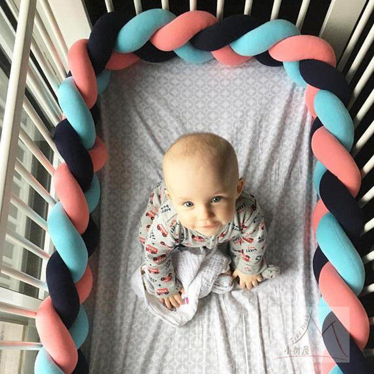 Braided Crib Bumper Pad Soft Nursery Bedding Safety Guard for Babies | Breathable Knot Cushion Protector for Infant Toddler Bed Rails | Lonoma