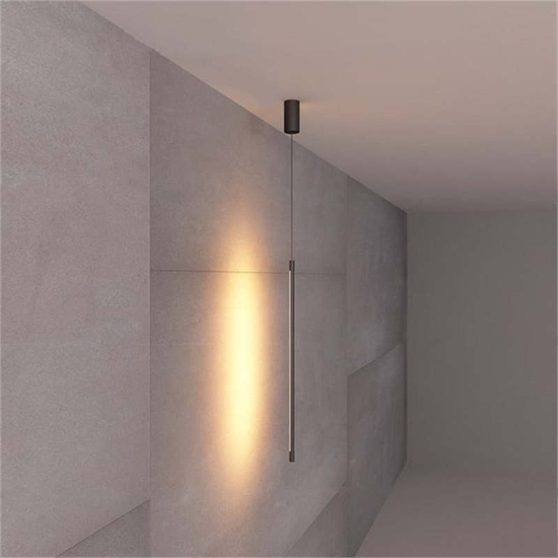 Hanging Linear Metal Fixture for Bedside Black Adjustable Drop Light Modern Sleek Design LED Warm Neutral Cool White Nightstand Accent | Lonoma