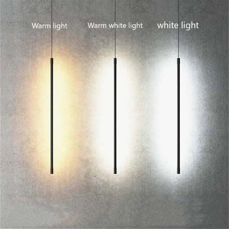 Hanging Linear Metal Fixture for Bedside Black Adjustable Drop Light Modern Sleek Design LED Warm Neutral Cool White Nightstand Accent | Lonoma