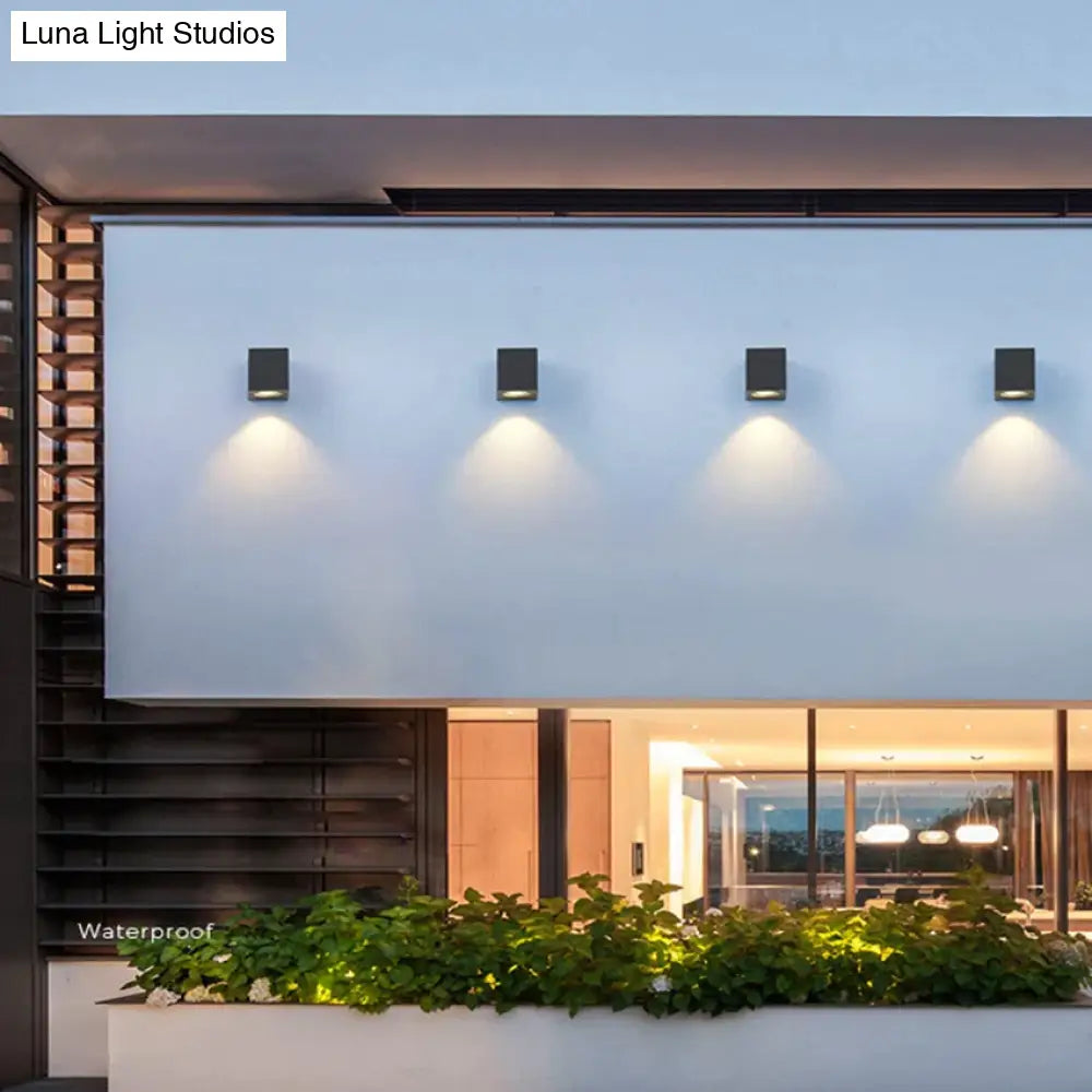 Outdoor LED Wall Sconce Square Aluminum Waterproof IP65 Porch Light Garden Exterior Modern Black Gray | Lonoma