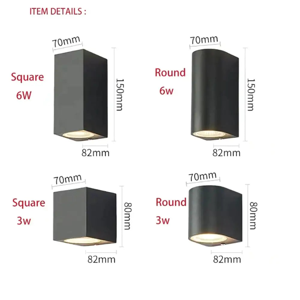 Outdoor LED Wall Sconce Square Aluminum Waterproof IP65 Porch Light Garden Exterior Modern Black Gray | Lonoma