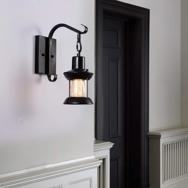 Retro Metal Wall Sconce Hardwired Single Light Fixture for Bedroom Living Room | E27 Socket Black Bronze Finish Industrial Accent | Lonoma