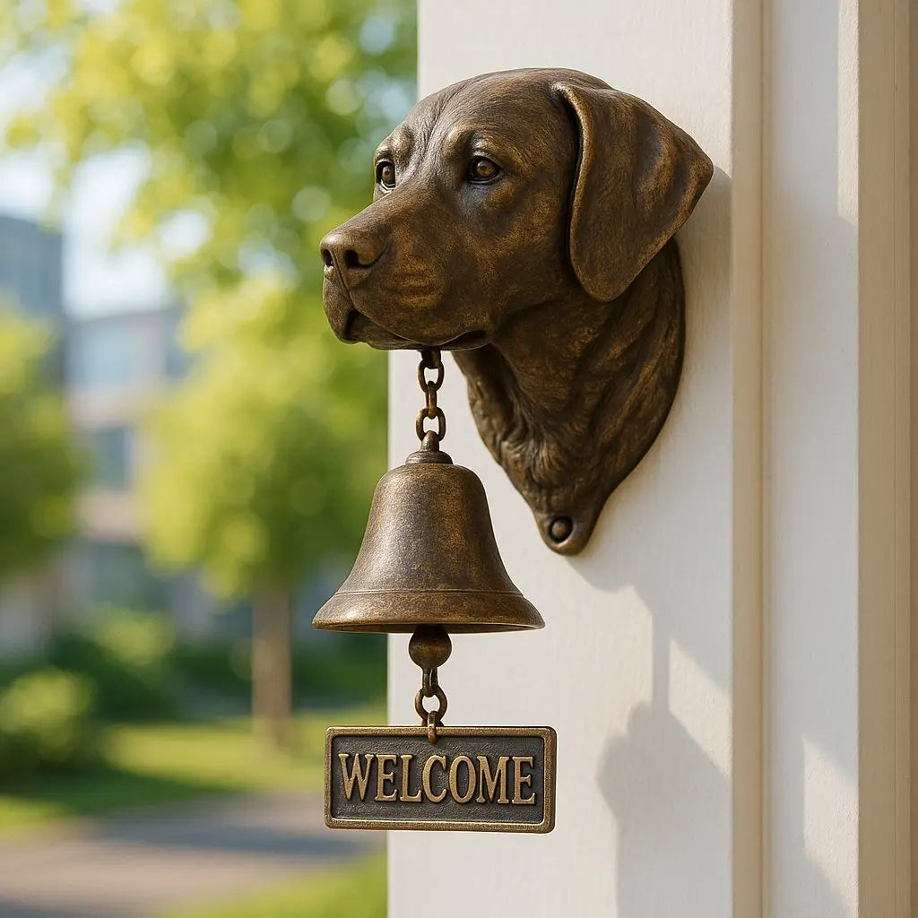Dog Breed Door Bell Cast Metal Wall Mount Chime Antique Bronze Finish Decorative Outdoor Indoor Entry Greeter 10.6 Inch | Lonoma