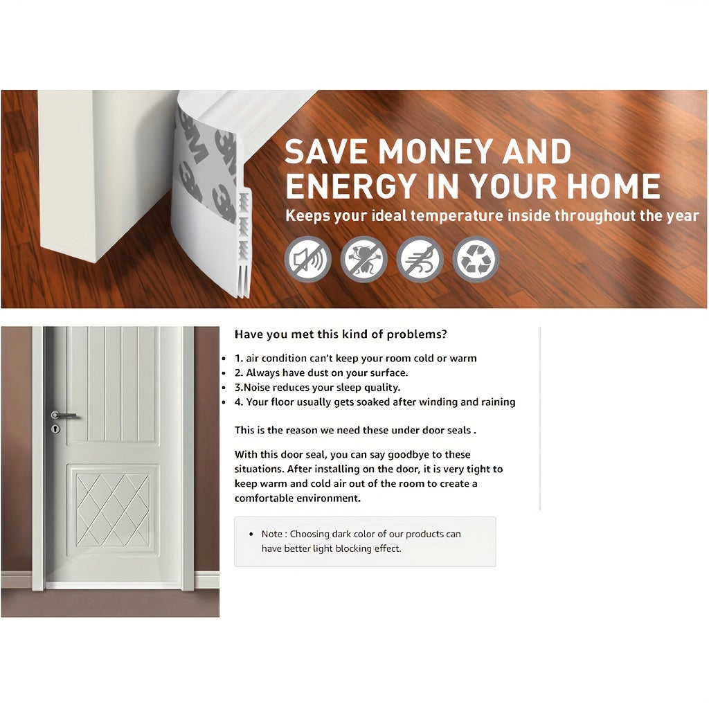 Door Draft Stopper Silicone Strip 39 Inch Self-Adhesive Soundproof Weather Seal Energy Saving Home Insulation | Lonoma