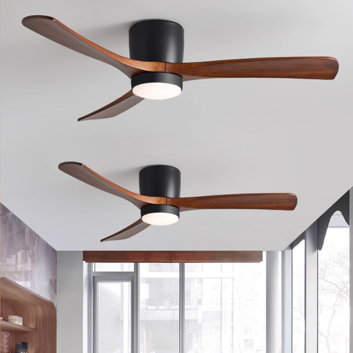42-52 Inch Modern Ceiling Fan with Dimmable LED Light | 6-Speed Reversible DC Motor | Sycamore Wood Blades | Remote Control Included | Lonoma