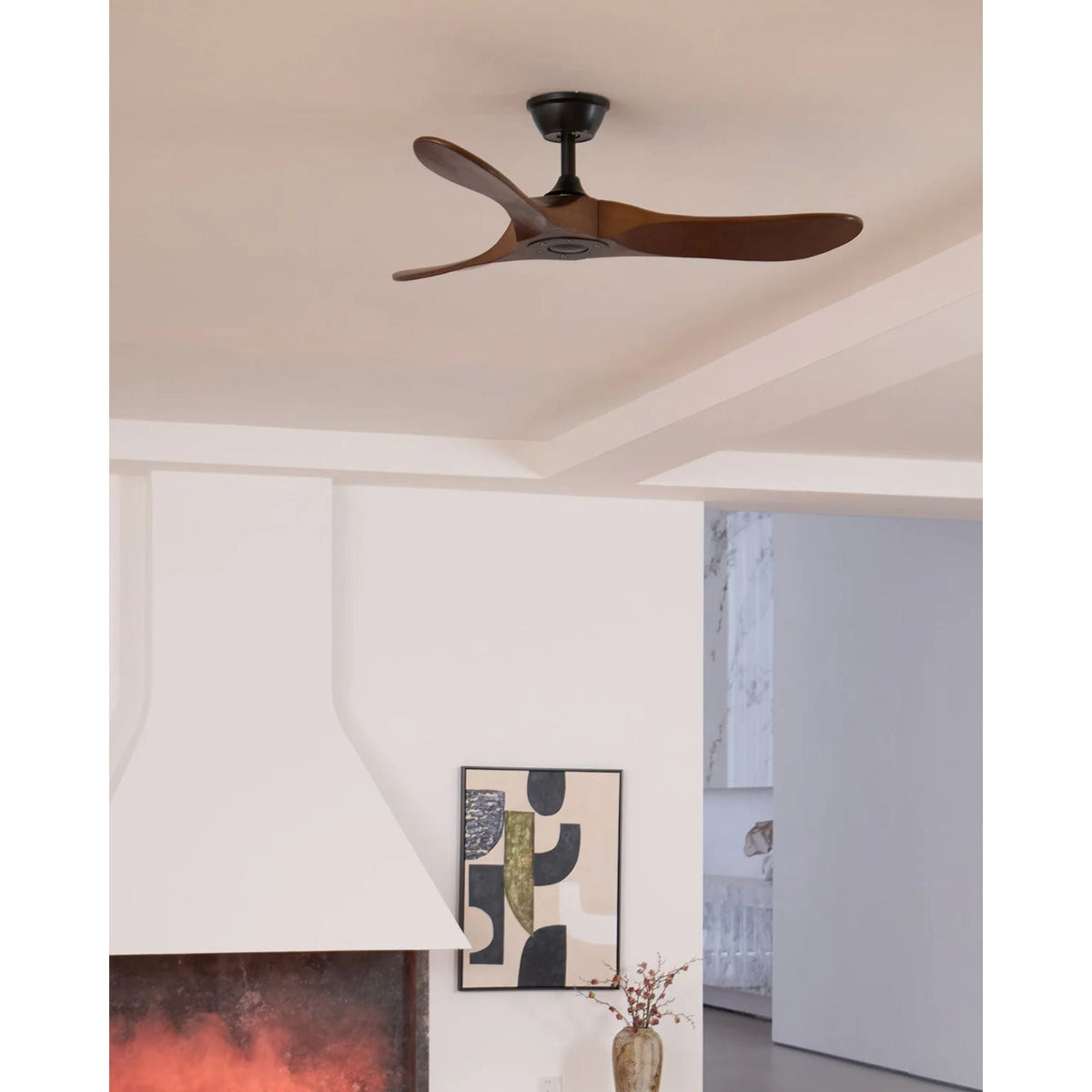Walnut Wood Ceiling Fan, 6-Speed Whisper-Quiet with Remote Control for Bedroom, Living Room & Office | Lonoma