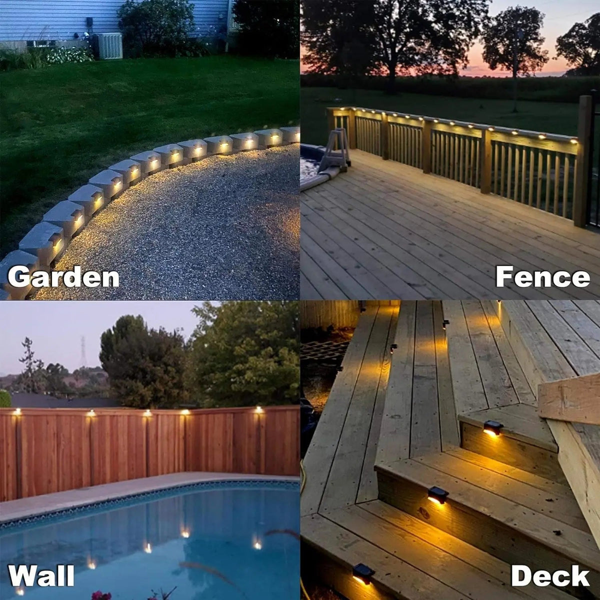 Solar Motion Sensor Wall Lights (Set of 4) IP65 Weatherproof Wireless Outdoor Security Lights for Patio, Driveway, Deck, Garden | Lonoma