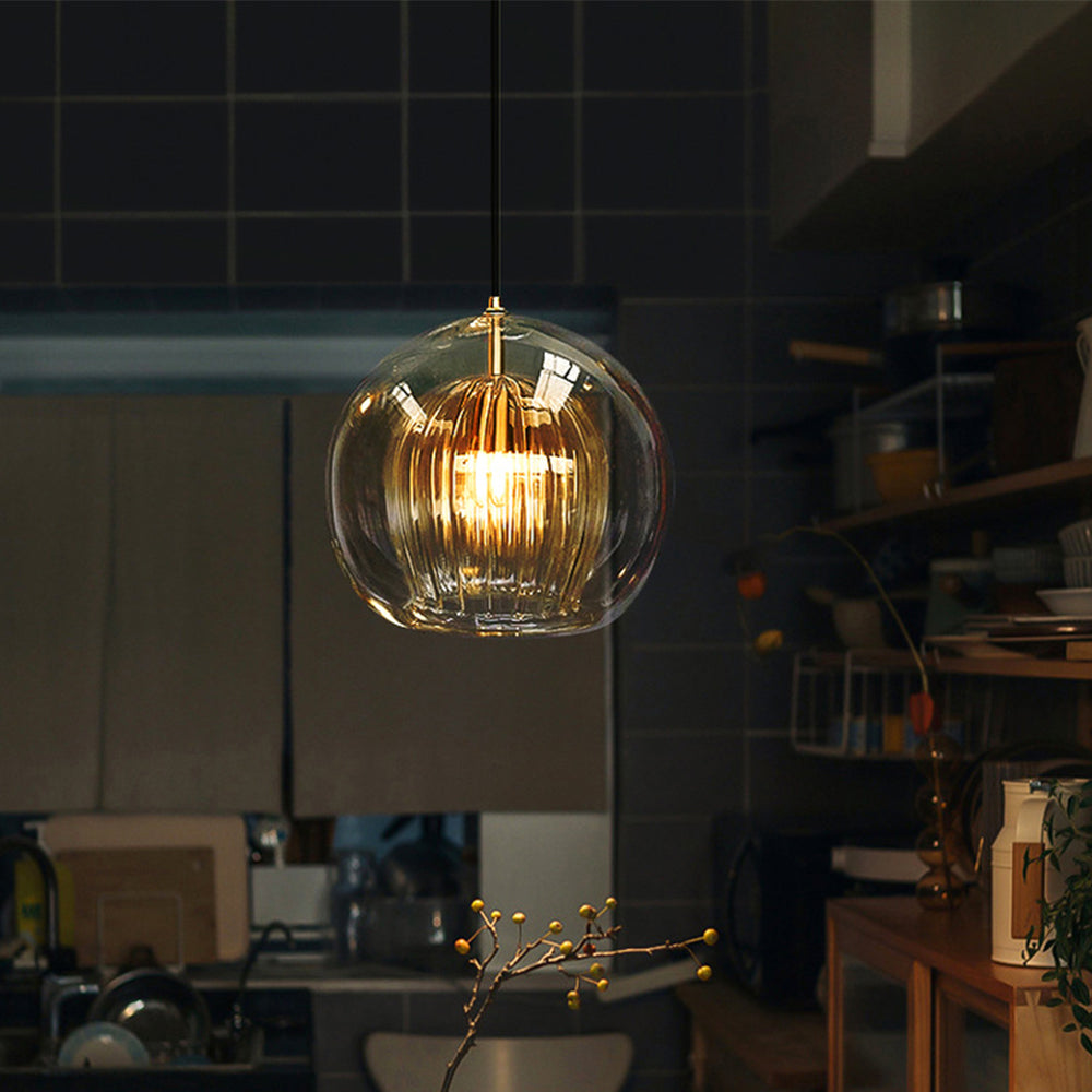 Glass Globe Pendant Light Adjustable Hanging Ceiling Lamp Metal & Glass Fixture for Kitchen Dining Room Bedroom Island Bar Restaurant Hallway | Lonoma