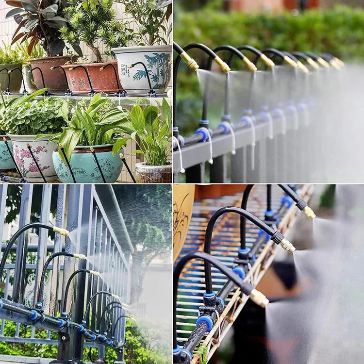 Patio Misting System 66 ft with 20 Adjustable Brass Nozzles Tool-Free Setup for Cooling Gardens Decks Plant Watering Outdoor | Lonoma