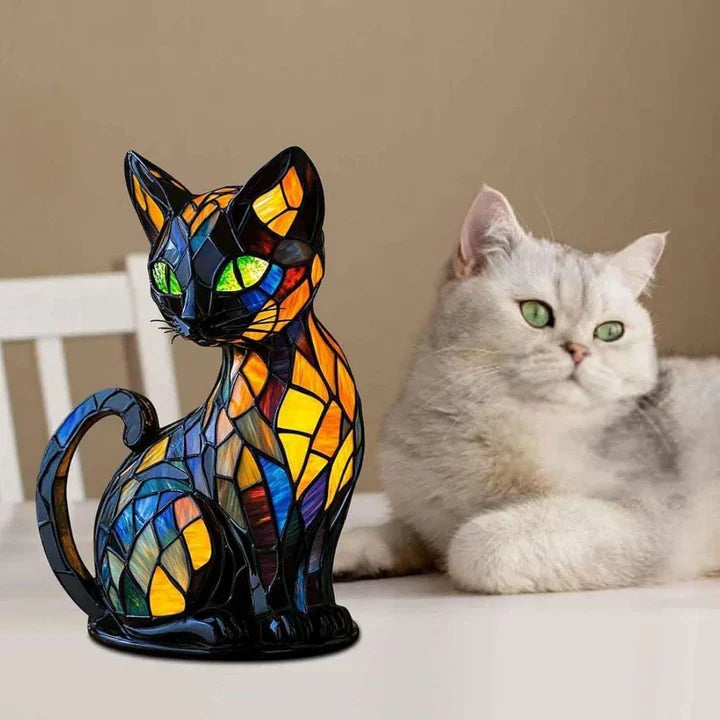 Feline Silhouette Night Light – Handmade Table Lamp with Gentle Glow for Bedroom, Living Room, Cat Lovers' Gift | Lonoma